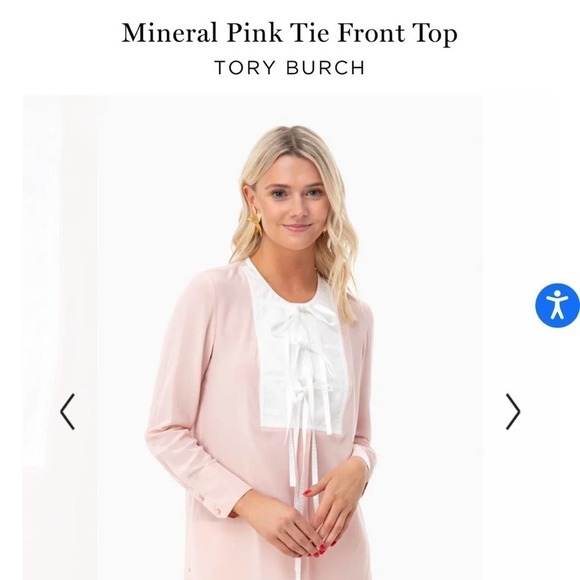 Tory Burch Mineral Pink & White Tie Front Top Medium - Picture 7 of 10